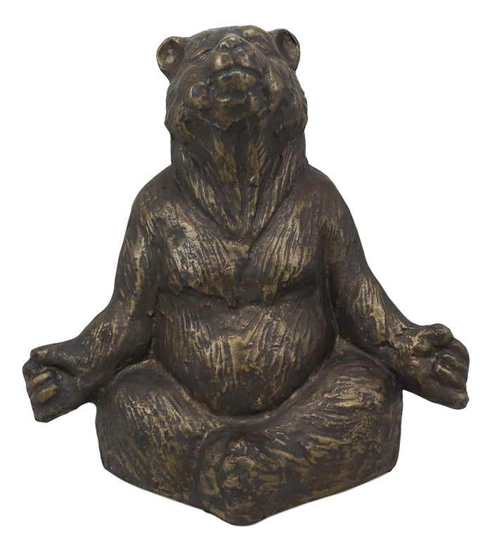 Ebros Gift Ebros Aluminum Metal Whimsical Meditating Yoga Bear Garden Statue Rustic Wildlife Western Cabin Lodge Zen Bears Decor Figurine (Set Of 3 Poses)