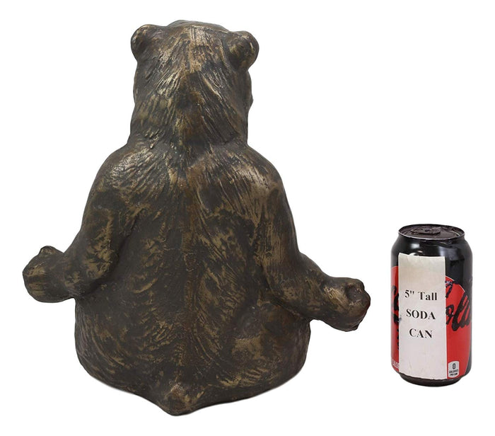 Ebros Gift Ebros Aluminum Metal Whimsical Meditating Yoga Bear Garden Statue Rustic Wildlife Western Cabin Lodge Zen Bears Decor Figurine (Lotus Pose)