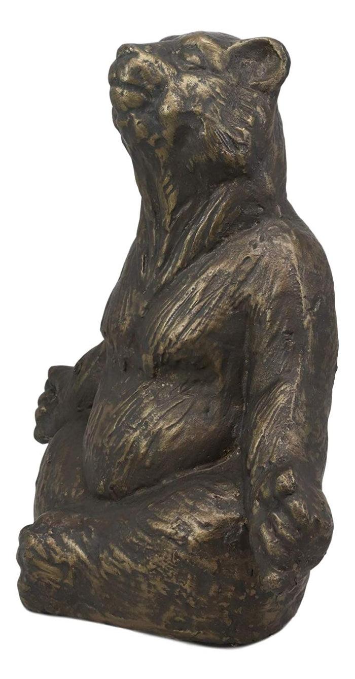 Ebros Gift Ebros Aluminum Metal Whimsical Meditating Yoga Bear Garden Statue Rustic Wildlife Western Cabin Lodge Zen Bears Decor Figurine (Lotus Pose)