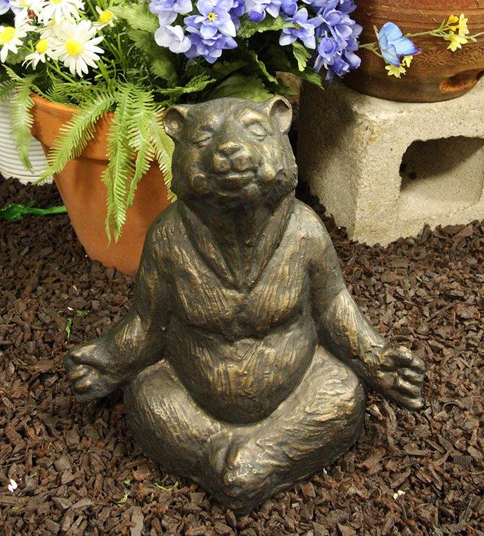ebros gift Ebros Aluminum Metal Whimsical Meditating Yoga Bear Garden Statue Rustic Wildlife Western Cabin Lodge Zen Bears Decor Figurine (Lotus Pose)