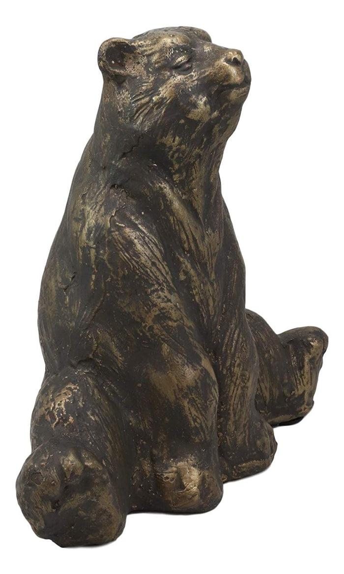 Ebros Gift Ebros Aluminum Metal Whimsical Meditating Yoga Bear Garden Statue Rustic Wildlife Western Cabin Lodge Zen Bears Decor Figurine (Contentment)