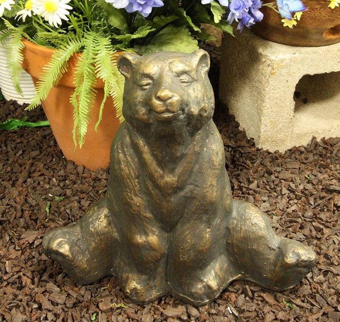 ebros gift Ebros Aluminum Metal Whimsical Meditating Yoga Bear Garden Statue Rustic Wildlife Western Cabin Lodge Zen Bears Decor Figurine (Contentment)
