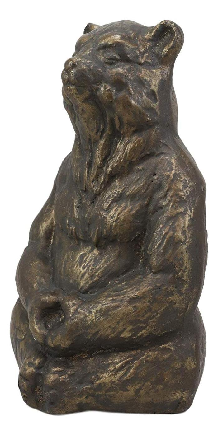 Ebros Gift Ebros Aluminum Metal Whimsical Meditating Yoga Bear Garden Statue Rustic Wildlife Western Cabin Lodge Zen Bears Decor Figurine (Buddha Tao)