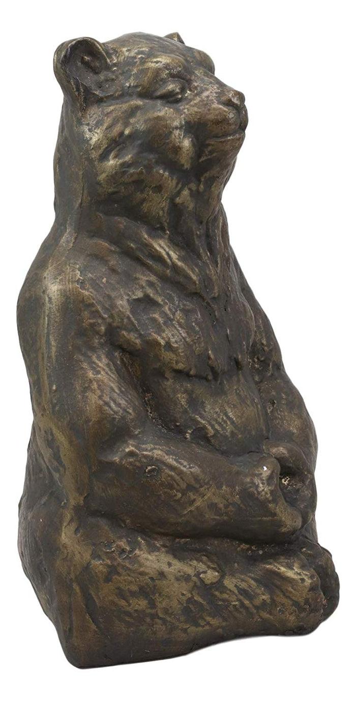 Ebros Gift Ebros Aluminum Metal Whimsical Meditating Yoga Bear Garden Statue Rustic Wildlife Western Cabin Lodge Zen Bears Decor Figurine (Buddha Tao)