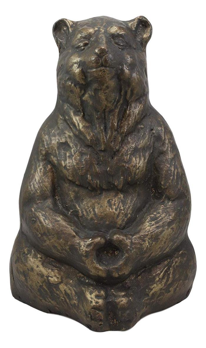 Ebros Gift Ebros Aluminum Metal Whimsical Meditating Yoga Bear Garden Statue Rustic Wildlife Western Cabin Lodge Zen Bears Decor Figurine (Buddha Tao)