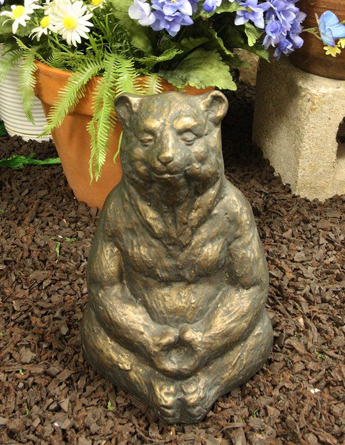 ebros gift Ebros Aluminum Metal Whimsical Meditating Yoga Bear Garden Statue Rustic Wildlife Western Cabin Lodge Zen Bears Decor Figurine (Buddha Tao)