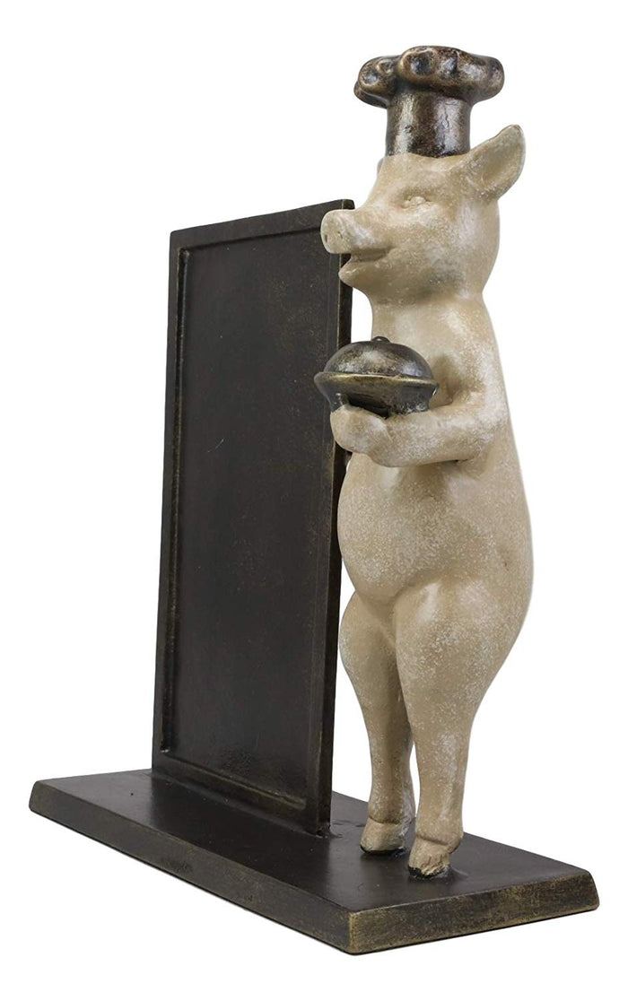 Ebros Gift Ebros Aluminum Porky Pig With Chef Hat Standing By A Menu Board Statue Decor