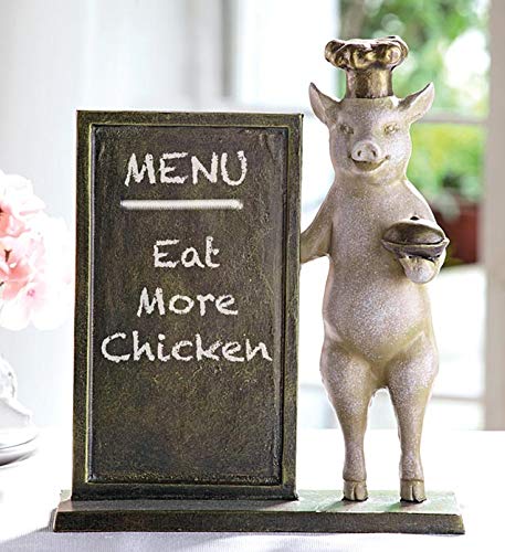 Ebros Gift Ebros Aluminum Porky Pig With Chef Hat Standing By A Menu Board Statue Decor