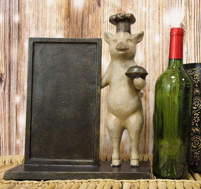 ebros gift Ebros Aluminum Porky Pig With Chef Hat Standing By A Menu Board Statue Decor