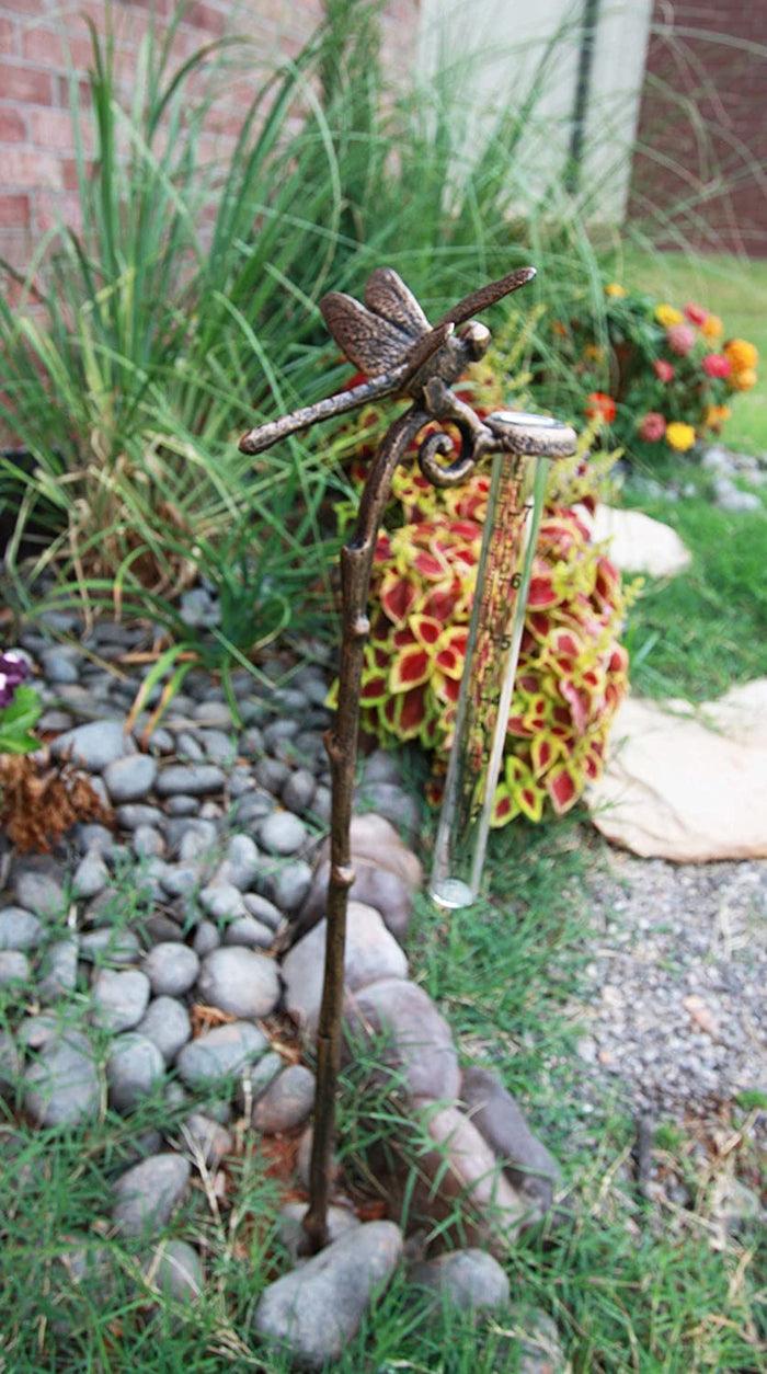 Ebros Gift Ebros Aluminum Tropical Dragonfly Rain Gauge Garden Stake