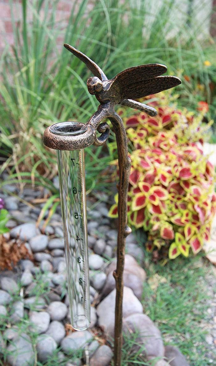 Ebros Gift Ebros Aluminum Tropical Dragonfly Rain Gauge Garden Stake