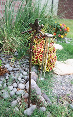 ebros gift Ebros Aluminum Tropical Dragonfly Rain Gauge Garden Stake