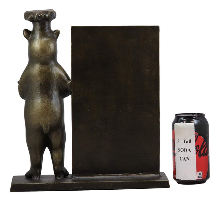 Ebros Gift Ebros Aluminum Whimsical Black Bear With Chef Hat Standing By A Menu Board Statue 12.5" Tall Rustic Western Cottage Cabin Lodge Bears Home Kitchen And Dining Countertop Table Decor Sculpture