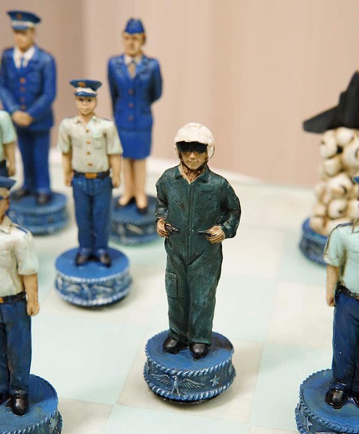 Ebros Gift Ebros American Military Branches US Air Force VS Marine Corps Chess Set W/ Glass