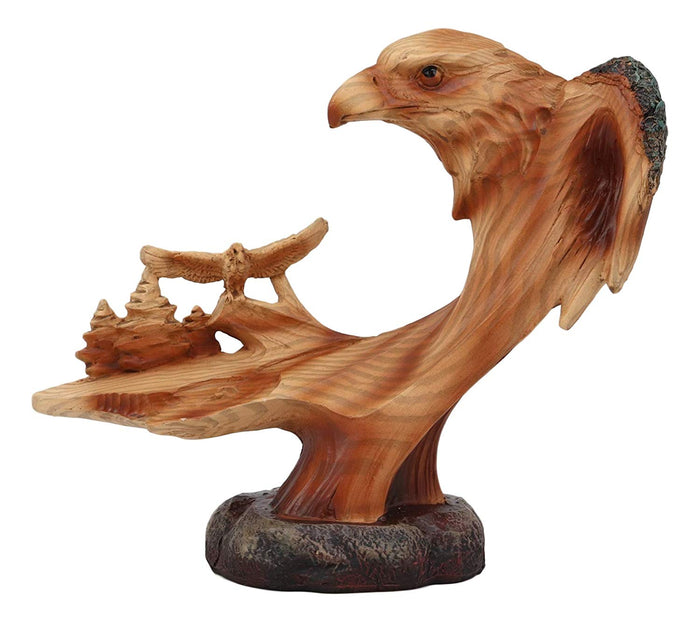 Ebros Gift Ebros American Pride Bald Eagle Bust With Soaring Eagle In Forest Rocky Statue