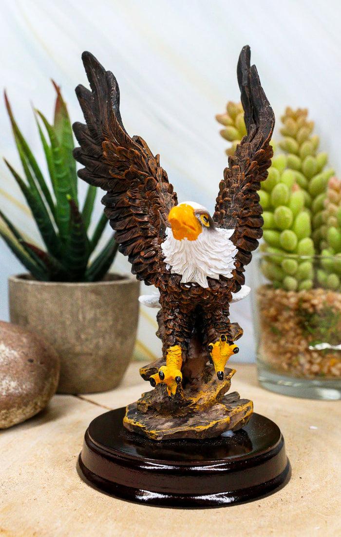 Ebros Gift Ebros American Pride Swooping Bald Eagle With Spread Out Wings By Rocky Cliff Statue On Black Trophy Base 5.25" Tall USA Patriotic National Emblem Independence Day American Home Decor Figurine