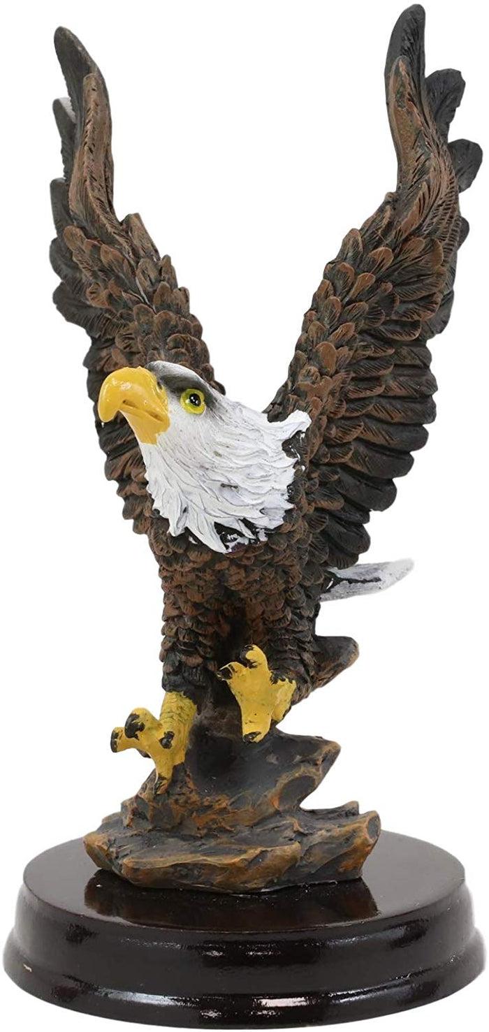 Ebros Gift Ebros American Pride Swooping Bald Eagle With Spread Out Wings By Rocky Cliff Statue On Black Trophy Base 5.25" Tall USA Patriotic National Emblem Independence Day American Home Decor Figurine