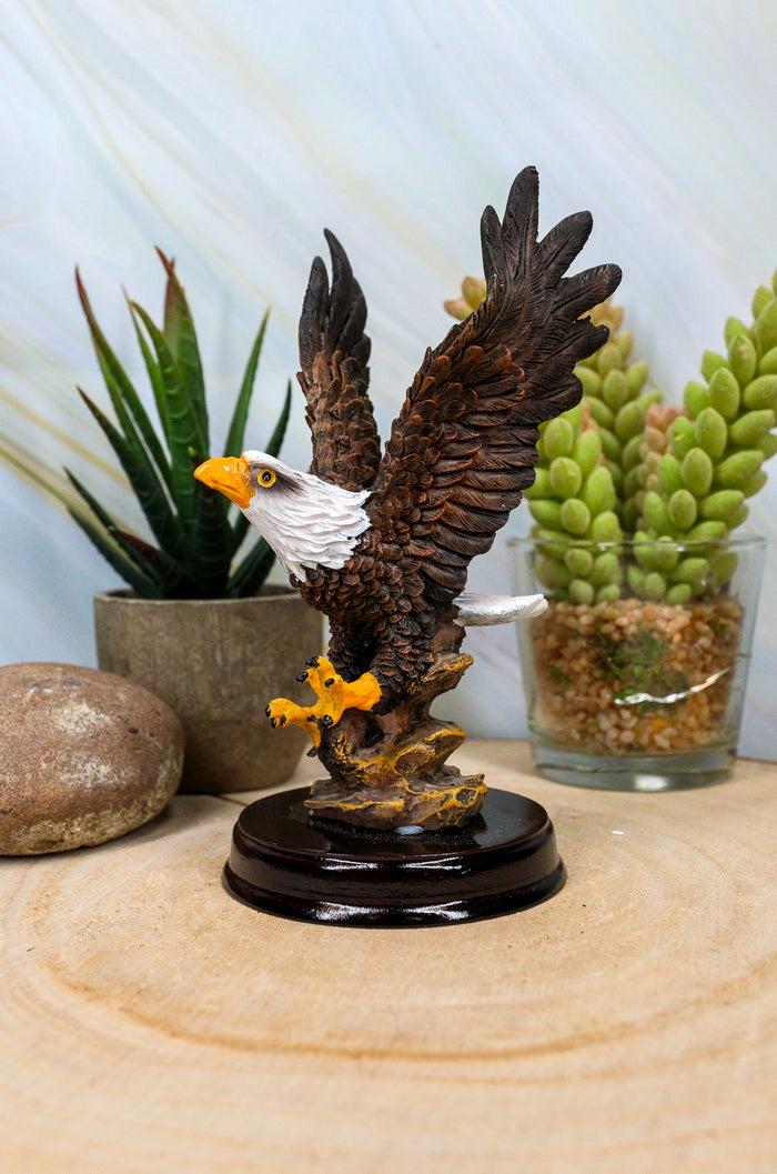 ebros gift Ebros American Pride Swooping Bald Eagle with Spread Out Wings by Rocky Cliff Statue On Black Trophy Base 5.25" Tall USA Patriotic National Emblem Independence Day American Home Decor Figurine