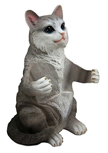 Ebros Gift Ebros American Shorthair Grey Kitty Cat Spice Salt Pepper Shakers Holder Figurine