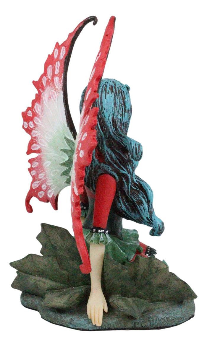 Ebros Gift Ebros Amy Brown Christmas Red English Holly Berry Elf Fairy Figurine Holiday Fae Pixie