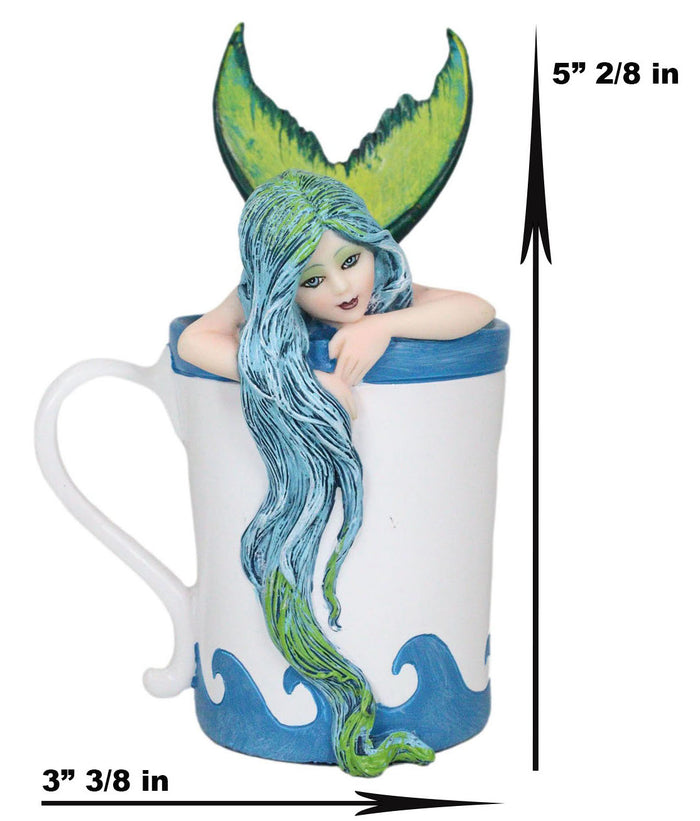 Ebros Gift Ebros Amy Brown Fantasy Morning Bliss Pretty Mermaid In Coffee Cup Statue Nautical Coastal Decor Sculpture Figurine