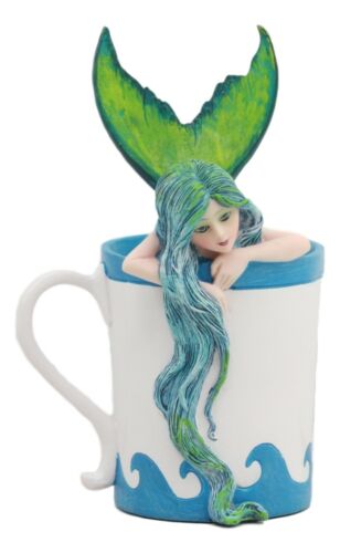 ebros gift Ebros Amy Brown Fantasy Morning Bliss Pretty Mermaid In Coffee Cup Statue Nautical Coastal Decor Sculpture Figurine