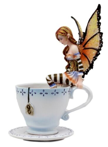 Ebros Gift Ebros Amy Brown Fantasy Teacup Mocha Coffee Fairy Figurine Warm Toes 6.5"H