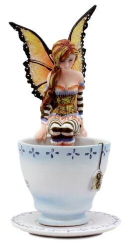 Ebros Gift Ebros Amy Brown Fantasy Teacup Mocha Coffee Fairy Figurine Warm Toes 6.5"H