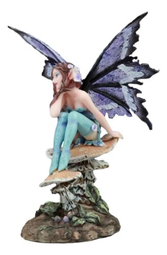Ebros Gift Ebros Amy Brown Forest Willow Nice Fairy Sitting On Wild Giant Mushroom Stool Statue 6" Tall