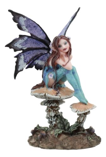 Ebros Gift Ebros Amy Brown Forest Willow Nice Fairy Sitting On Wild Giant Mushroom Stool Statue 6" Tall