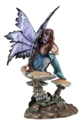 Ebros Gift Ebros Amy Brown Forest Willow Nice Fairy Sitting On Wild Giant Mushroom Stool Statue 6" Tall