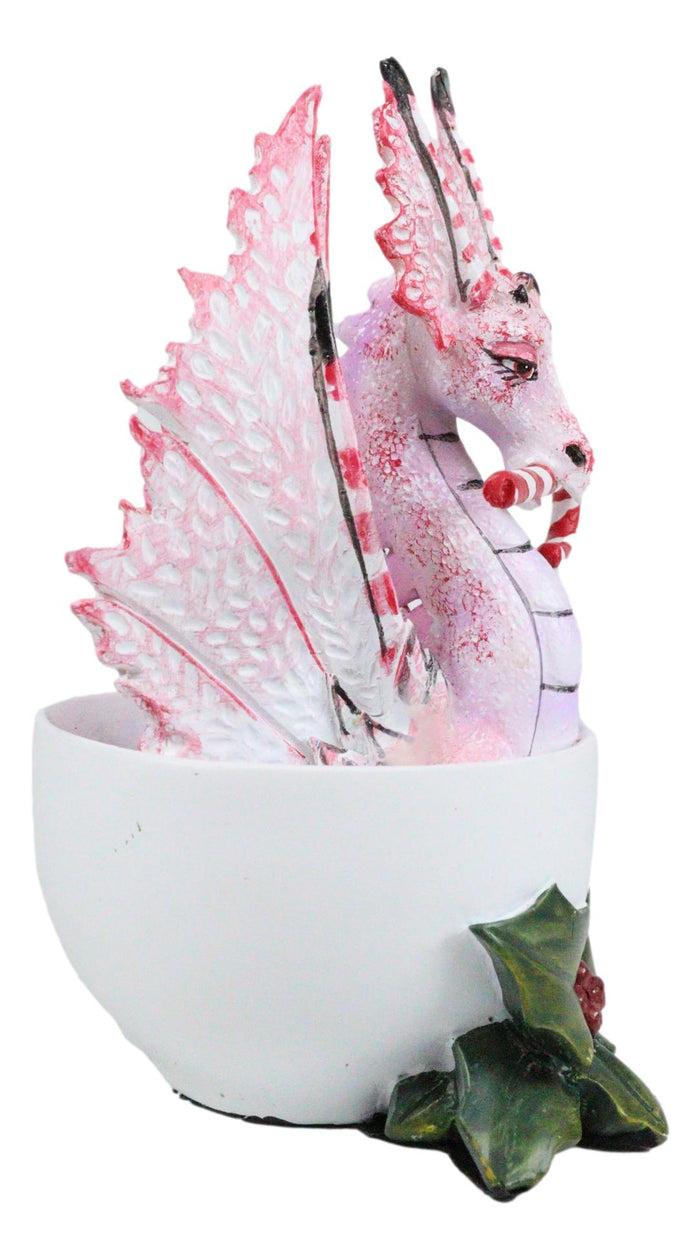 Ebros Gift Ebros Amy Brown Holiday Holly Peppermint Candy Cane Pink Dragon In Tea Cup Figurine