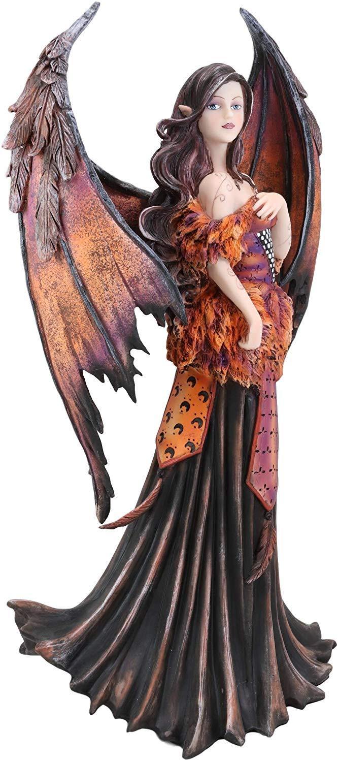 Ebros Gift Ebros Amy Brown Large Gothic Autumn Fall Fire Bat Winged Elf Fairy Statue 17"H