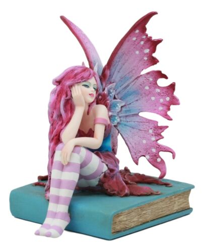 Ebros Gift Ebros Amy Brown Missing You Magenta Book Fairy Statue 6" Tall Fantasy Mythical Faery Magic Watercolor Collectible Decor Figurine