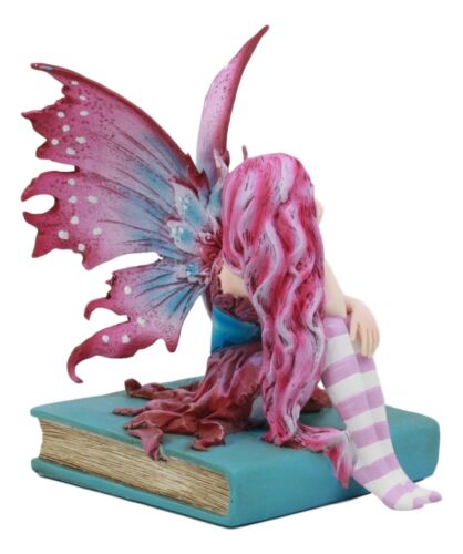 Ebros Gift Ebros Amy Brown Missing You Magenta Book Fairy Statue 6" Tall Fantasy Mythical Faery Magic Watercolor Collectible Decor Figurine