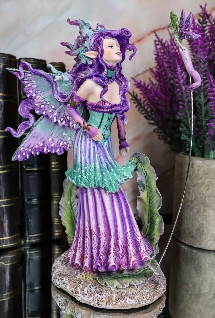 ebros gift Ebros Amy Brown Pixie Gossip Enchanted Elf Fairy FAE Damsel with Indigo Purple Nymph Dragonfly Statue 7.5" Tall Fantasy Mythical Faery Garden Magic Collectible Figurine Fairies Pixies Nymphs Decor