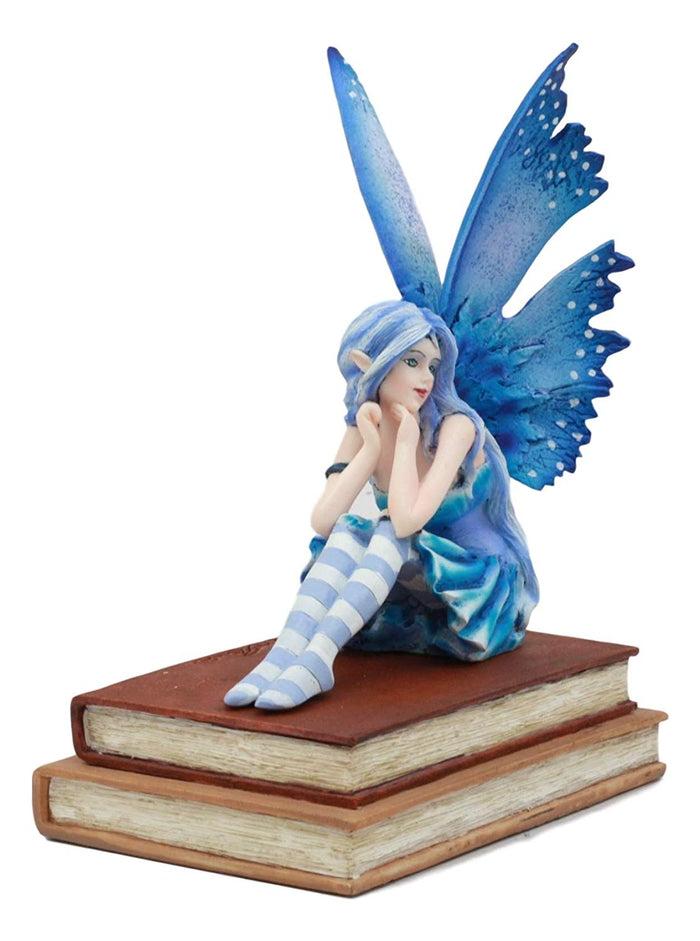 Ebros Gift Ebros Amy Brown Pretty Blue Moon Scholar Book Muse Fairy Statue 6.5"Tall Fantasy Decor