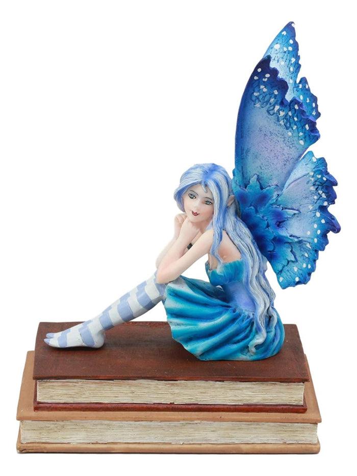 Ebros Gift Ebros Amy Brown Pretty Blue Moon Scholar Book Muse Fairy Statue 6.5"Tall Fantasy Decor