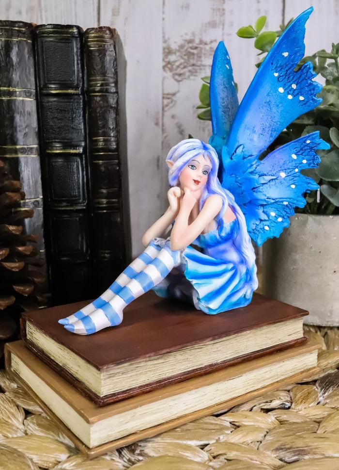 Ebros Gift Ebros Amy Brown Pretty Blue Moon Scholar Book Muse Fairy Statue 6.5"Tall Fantasy Decor