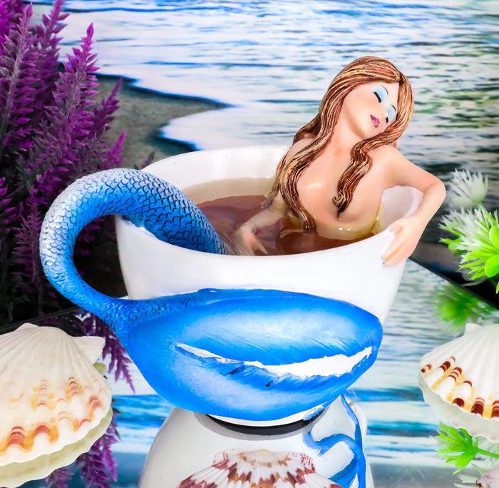 ebros gift Ebros Amy Brown Relax Time Mermaid in Tea Cup Statue Nautical Fantasy Mermaids Sirens of The Seas Collector Figurine Birthday Housewarming Ideas Home Shelf Desktop Kitchen Decor