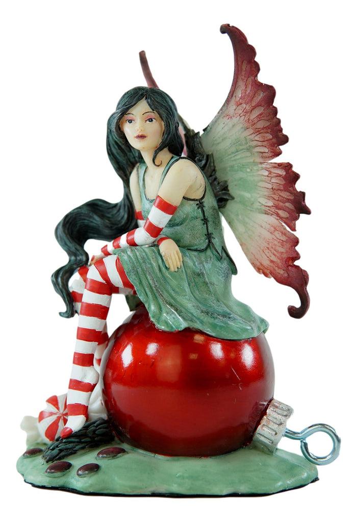 Ebros Gift Ebros Amy Brown Santa Elf Fae Peppermint Candy Cane Christmas Tree Fairy Figurine