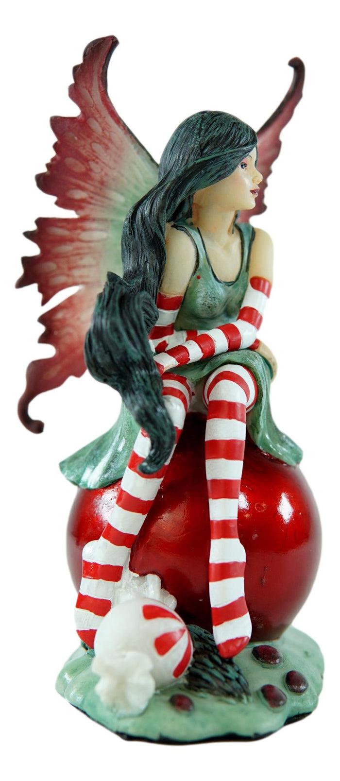 Ebros Gift Ebros Amy Brown Santa Elf Fae Peppermint Candy Cane Christmas Tree Fairy Figurine