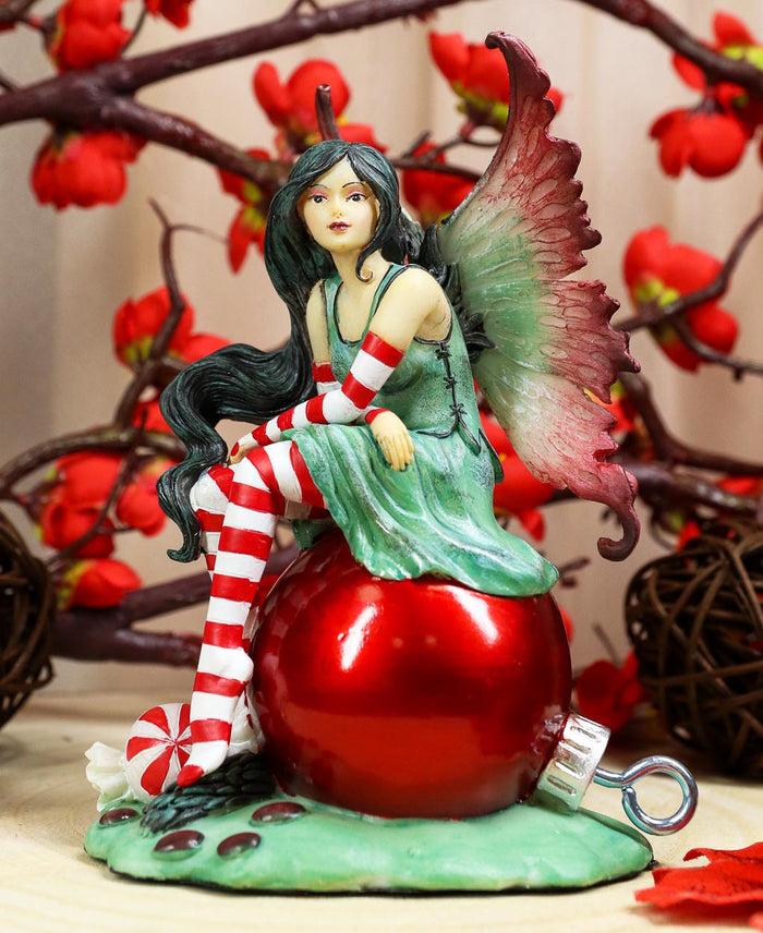 ebros gift Ebros Amy Brown Santa Elf Fae Peppermint Candy Cane Christmas Tree Fairy Figurine