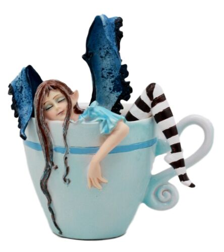 Ebros Gift Ebros Amy Brown Teacup Latte Coffee Drunk Fairy Figurine Whimsical Faerie Figure 5"H