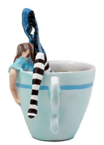 Ebros Gift Ebros Amy Brown Teacup Latte Coffee Drunk Fairy Figurine Whimsical Faerie Figure 5"H