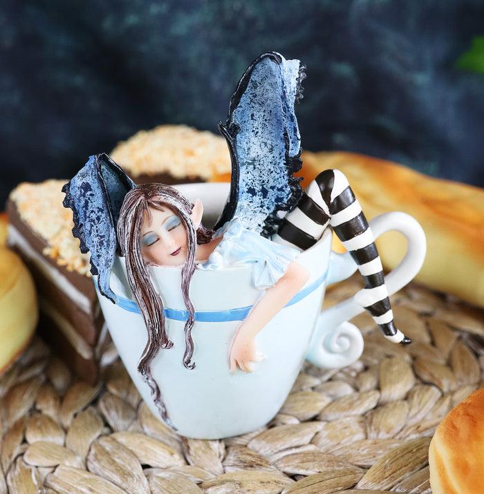 ebros gift Ebros Amy Brown Teacup Latte Coffee Drunk Fairy Figurine Whimsical Faerie Figure 5"H
