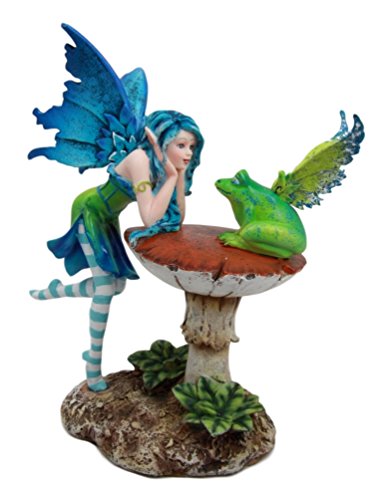 ebros gift Ebros Amy Brown Whimsical Electra Lightning Fairy With Winged Frog Gossip Figurine 7.25"H