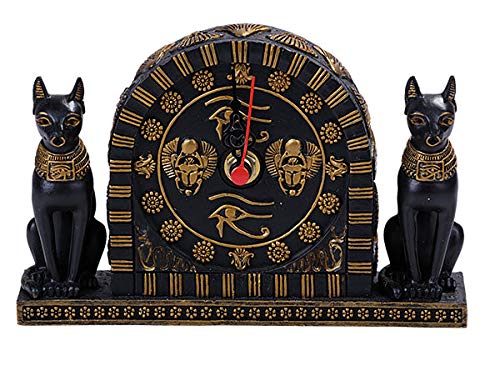 Ebros Gift Ebros Ancient Egyptian Bastet Table Clock Statue 6.75" Long With Roman Numerals