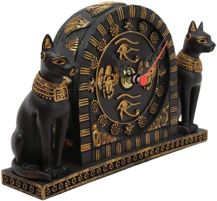 Ebros Gift Ebros Ancient Egyptian Bastet Table Clock Statue 6.75" Long With Roman Numerals
