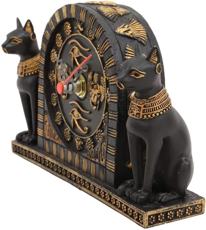 Ebros Gift Ebros Ancient Egyptian Bastet Table Clock Statue 6.75" Long With Roman Numerals